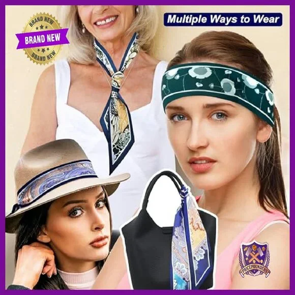 Skinny Scarf Set 3 Pack - Premium Twill - Versatile Hair & Bag Accessory - Picture 5 of 8